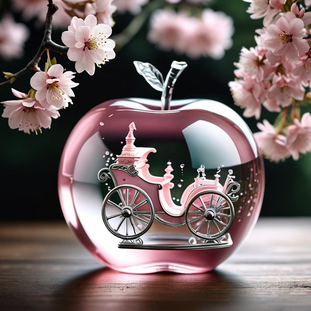 Pink Glass Apple Encasing Magical Carriage