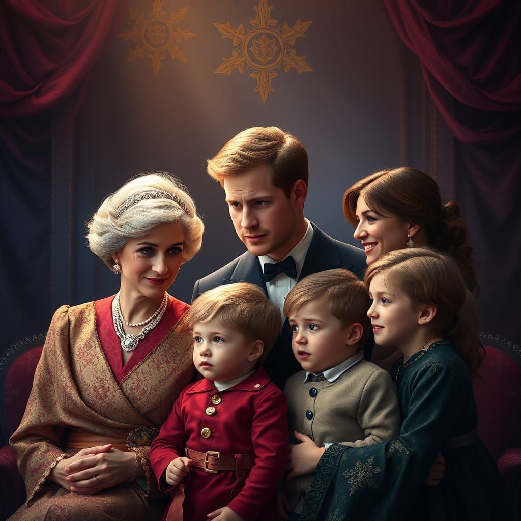 Royal Family Portrait in Warm Golden Light