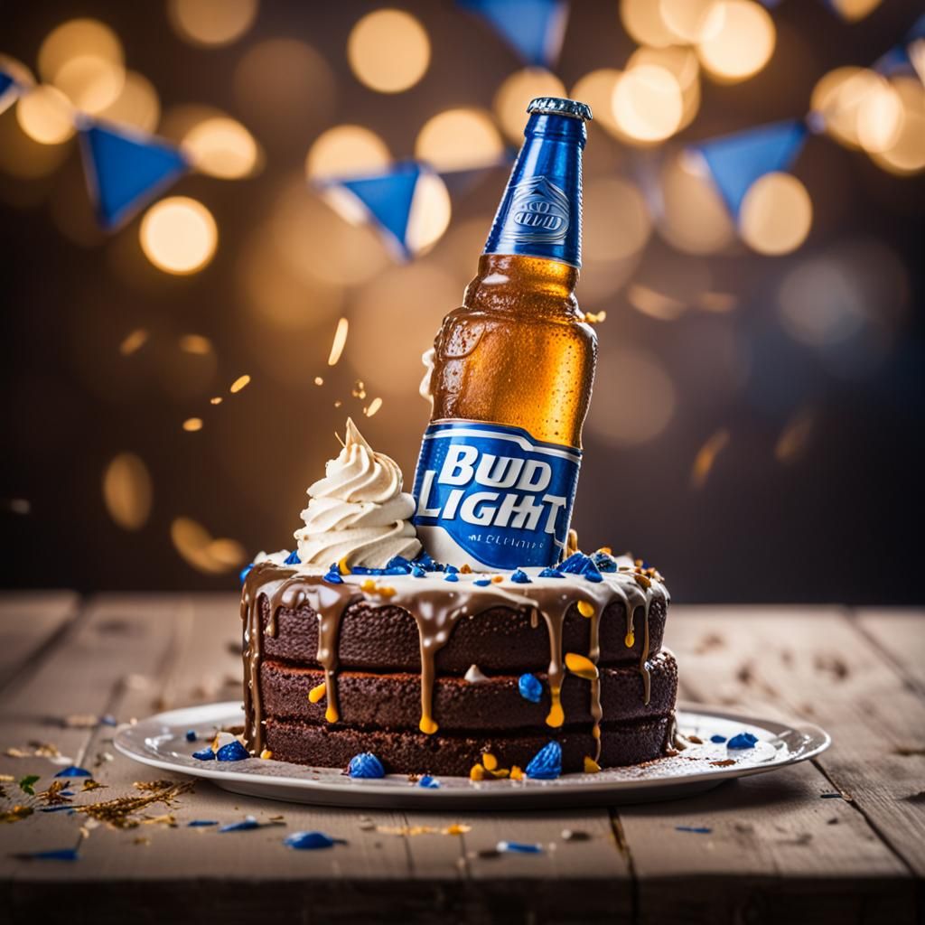 Birthday Cake Topped with Bud Light Beer