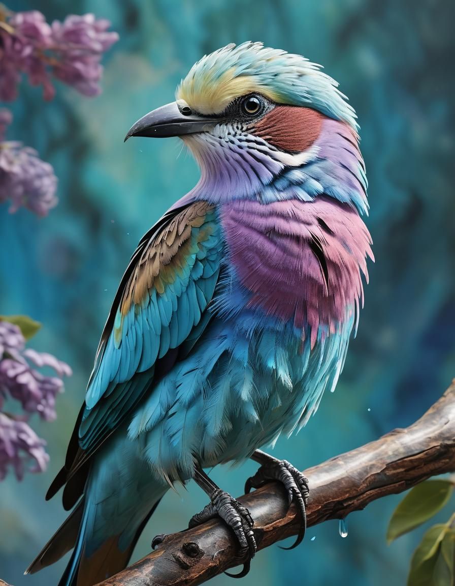 Detailed Lilac-Breasted Roller in Splash Art Style