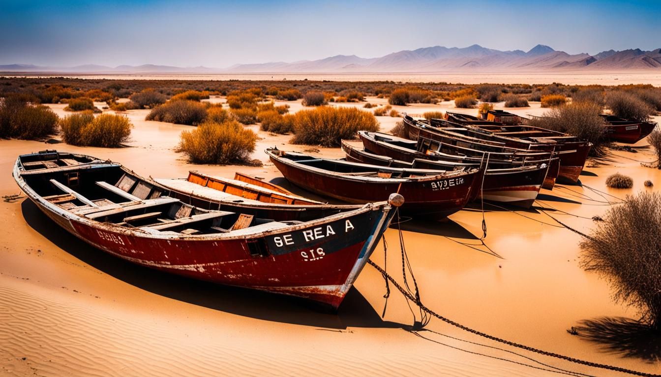 Deserted Fishing Boats in Arid Wasteland