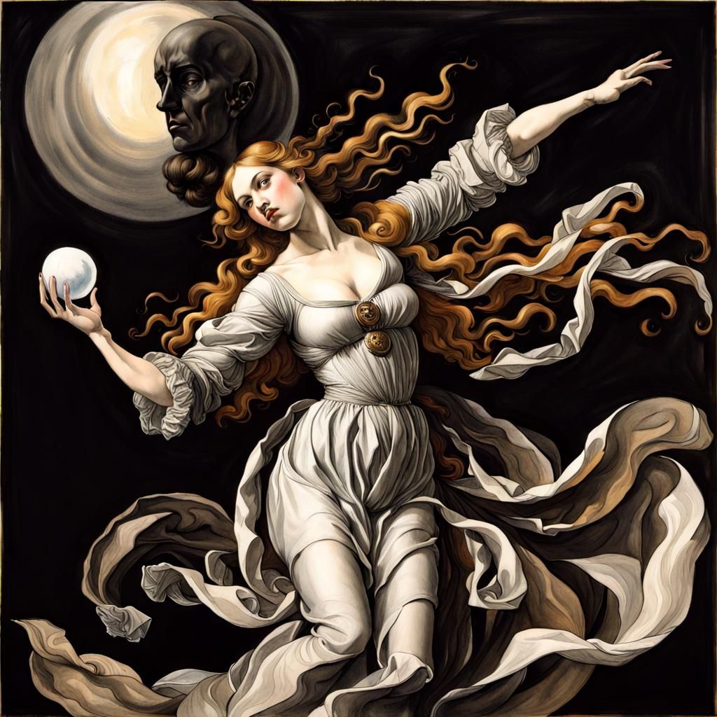 Mystical Fortune Teller: Renaissance Psychedelic Ink Paintin...