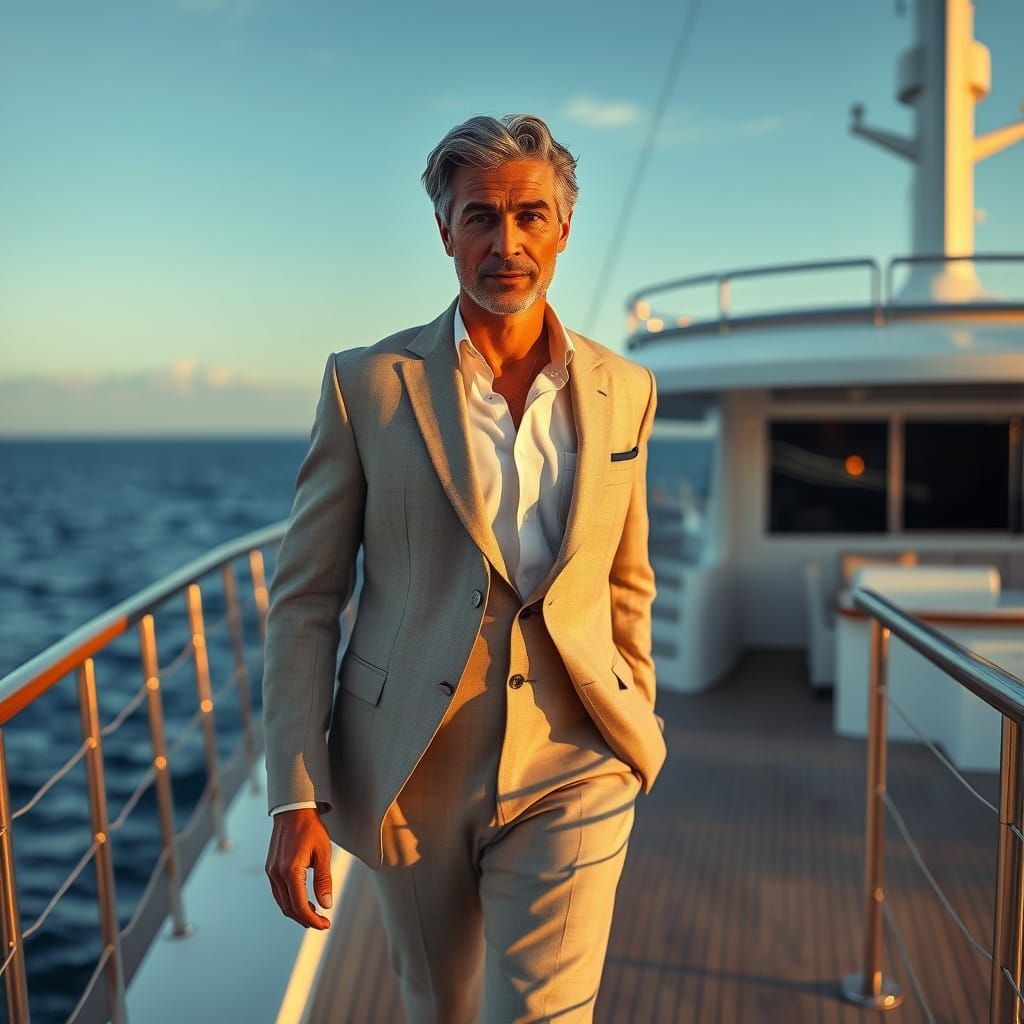 Billionaire Philanthropist in Golden Hour Light