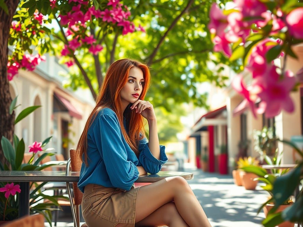 A Fashionable Woman Surrounded by Nature's Beauty