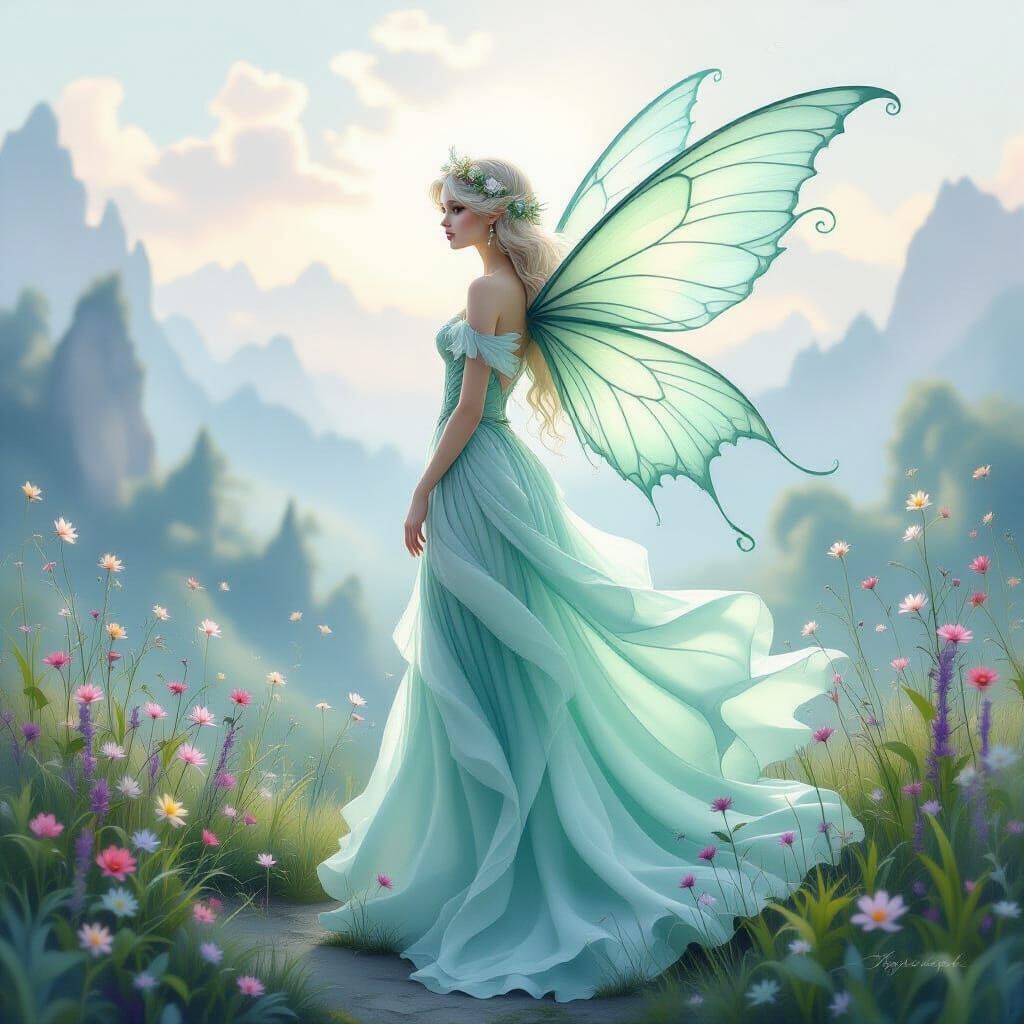 Ethereal Fairy Digital Painting in Dreamlike Vista