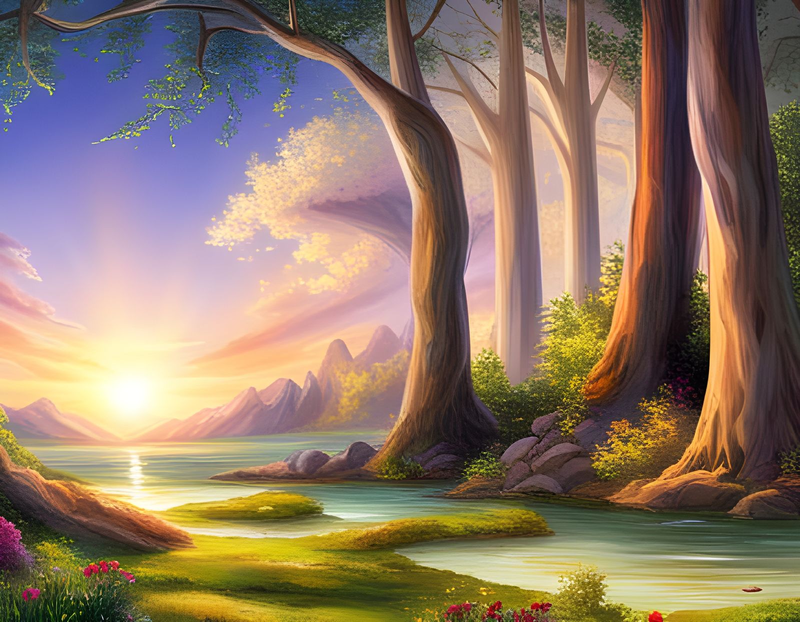 All-Knowing God Relaxing in Forest Utopia