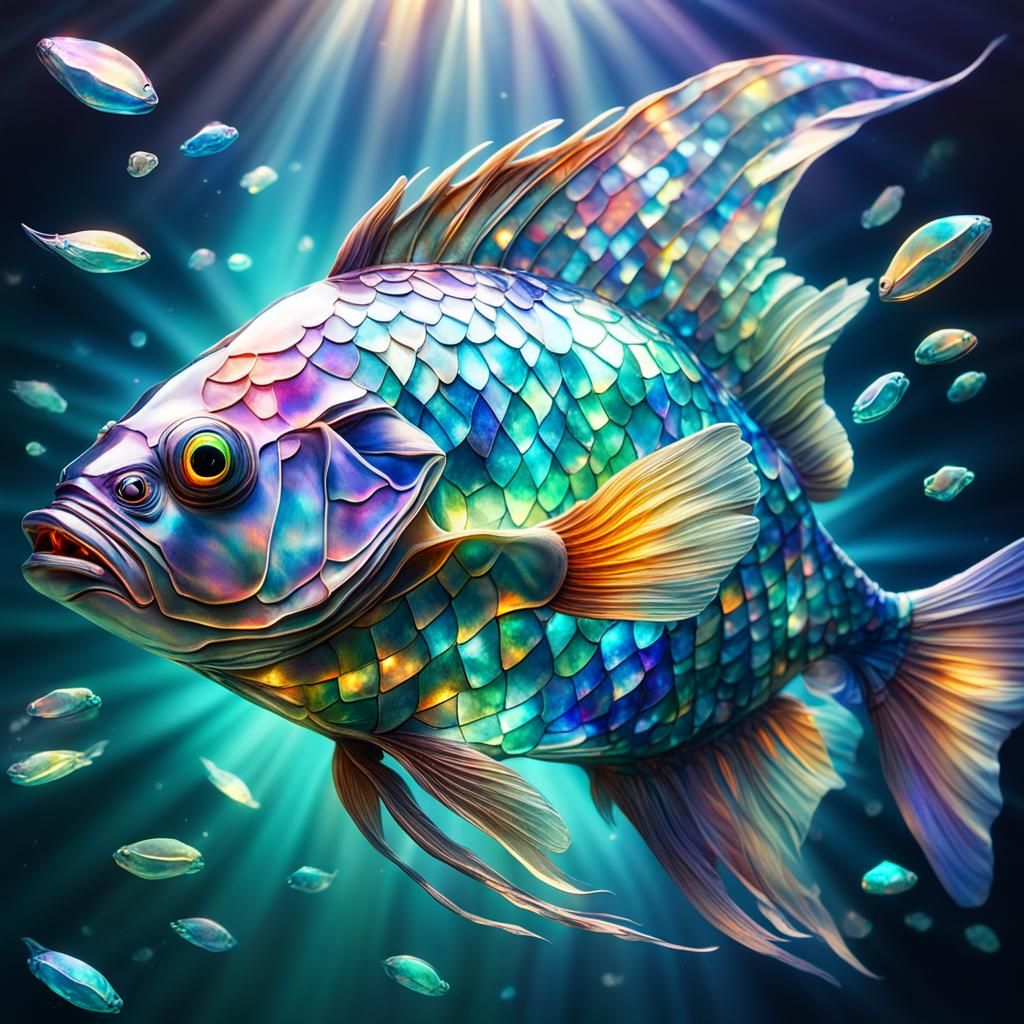 Iridescent Fish with Broken Glass Effect