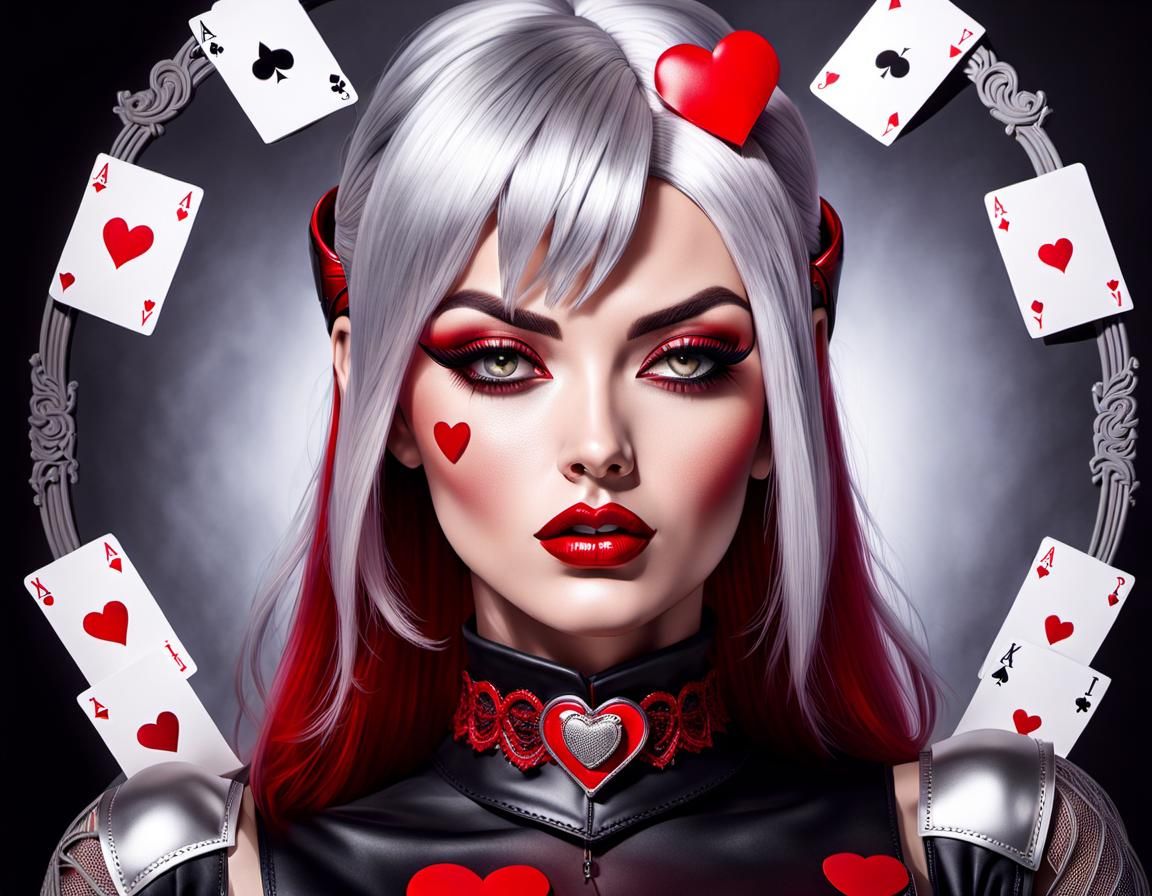 Ace of Hearts Pinup Girl in Hyperrealistic Style