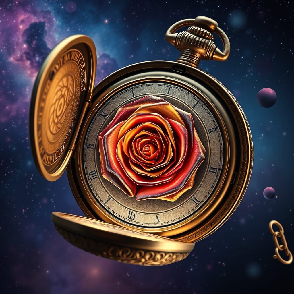 Ethereal Pocket Watch With Shifting Rose Inside