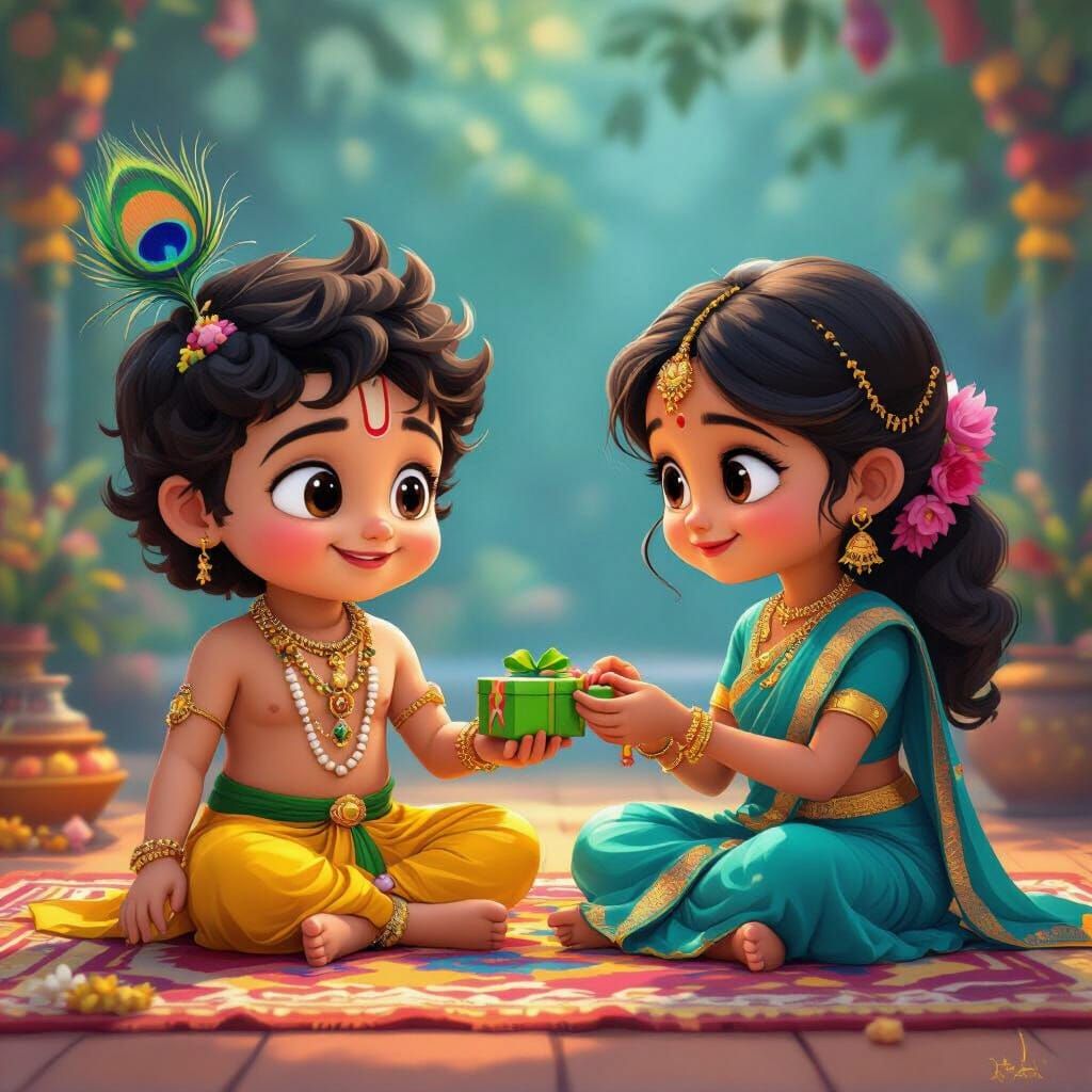 Raksha Bandhan Celebration in Cartoon 3D Style