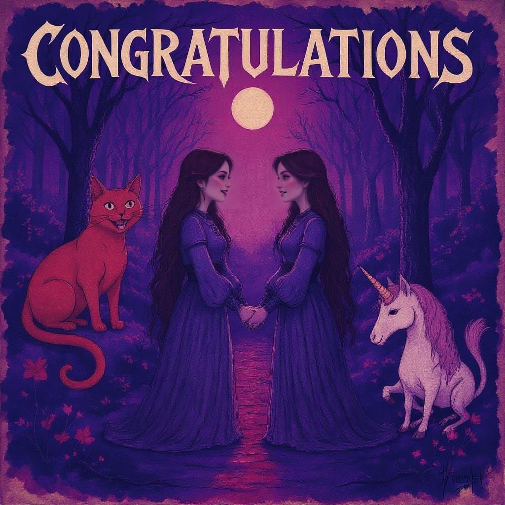 Magical Aura Surrounds Women, Cats, and Unicorn