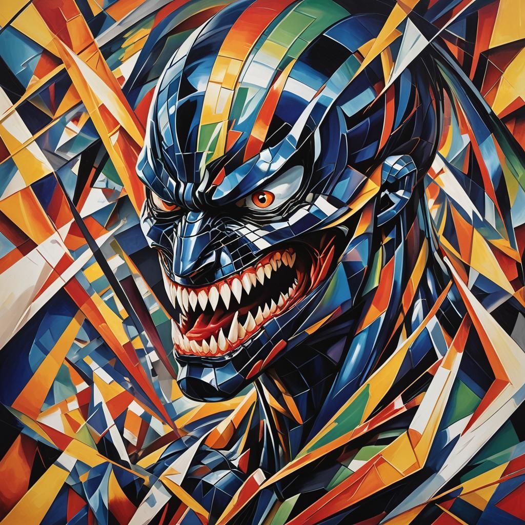 Venom Symbiote in Abstract Cubism Style
