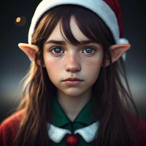 Christmas Elf Portrait in Natural Lighting