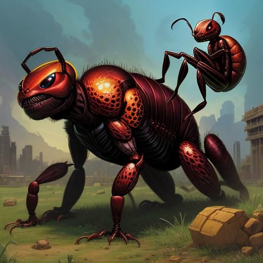Radioactive Ants in Comic Book Style