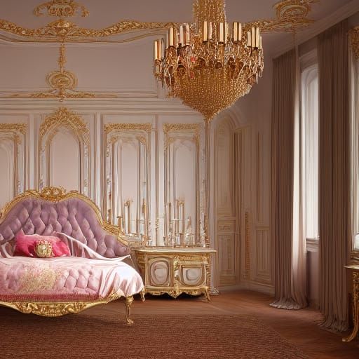 Opal French Bedroom in Red and Gold