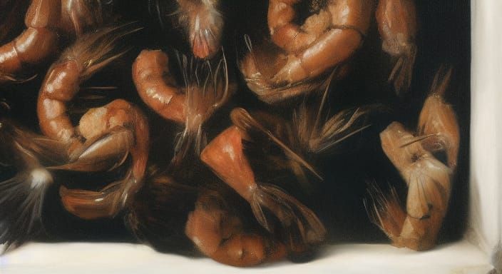 Surreal Shrimp: A Salvador Dali Inspired Oil Painting