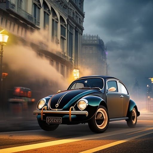 Classic VW Beetle Car: Digital Matte Painting