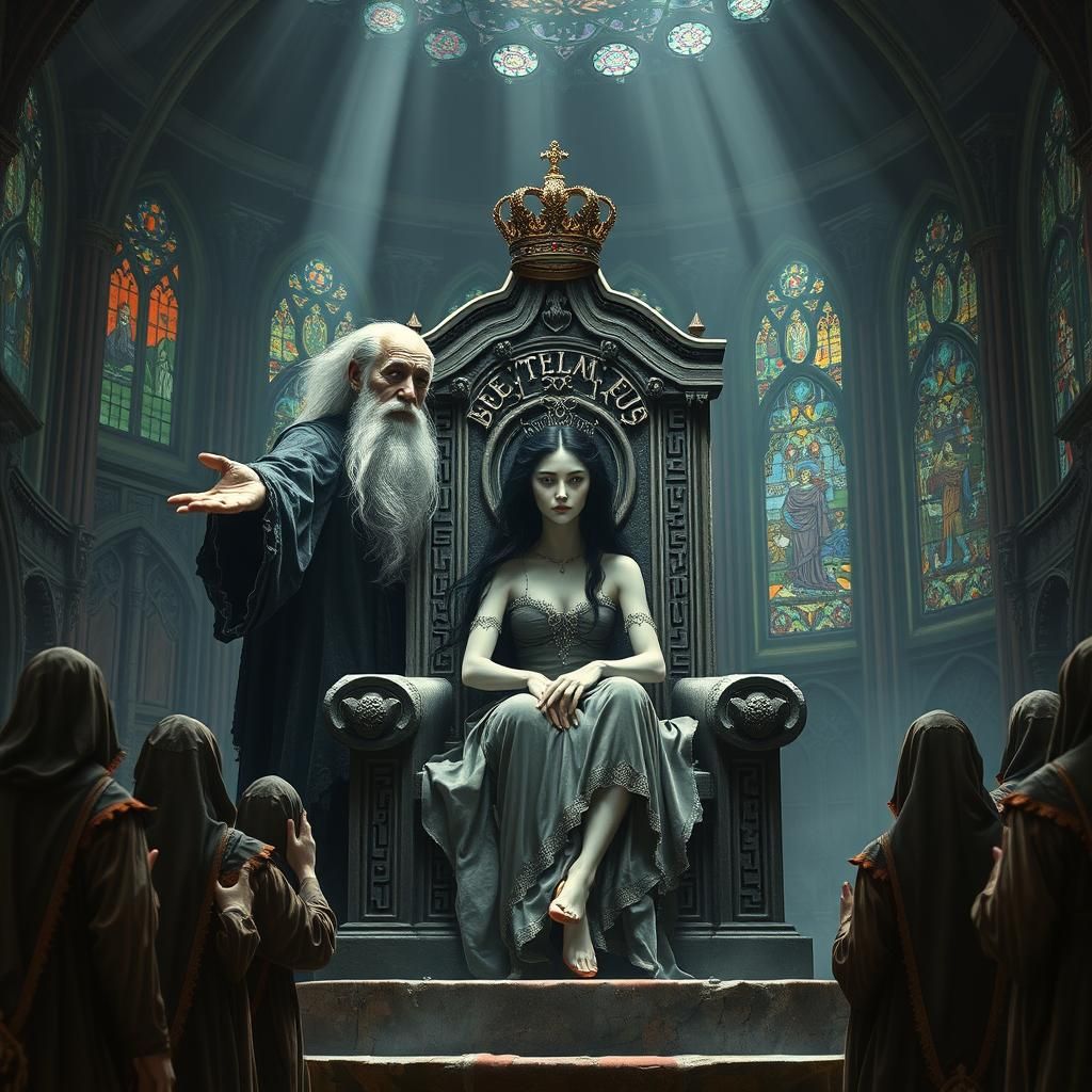 Sorcerer Crowns Tormented Queen in Grand Chamber