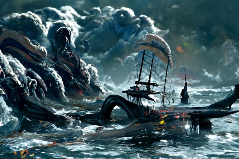 Sea Monster Attack on Pirate Ship