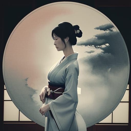 A Delicate Geisha in Traditional Japanese Splendor