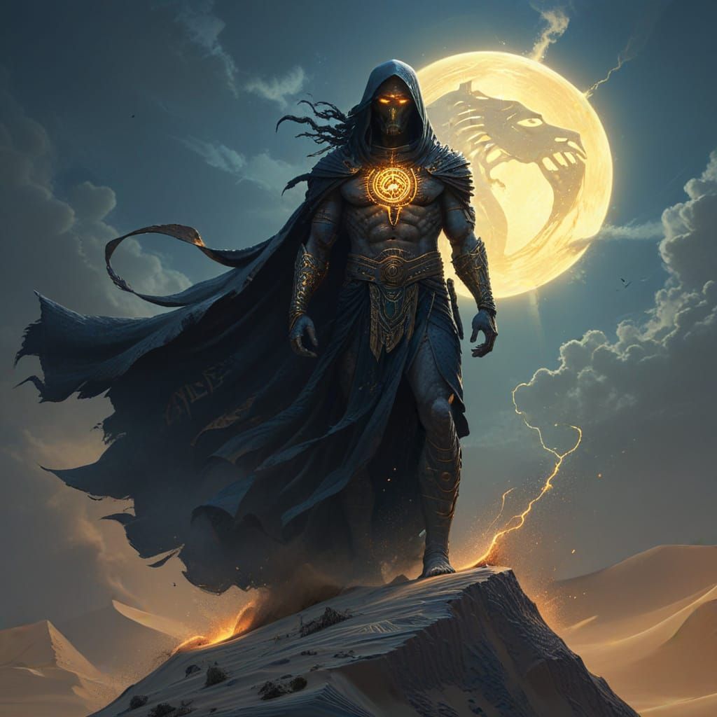 Sci-Fi Alien Rune Titan as Egyptian God