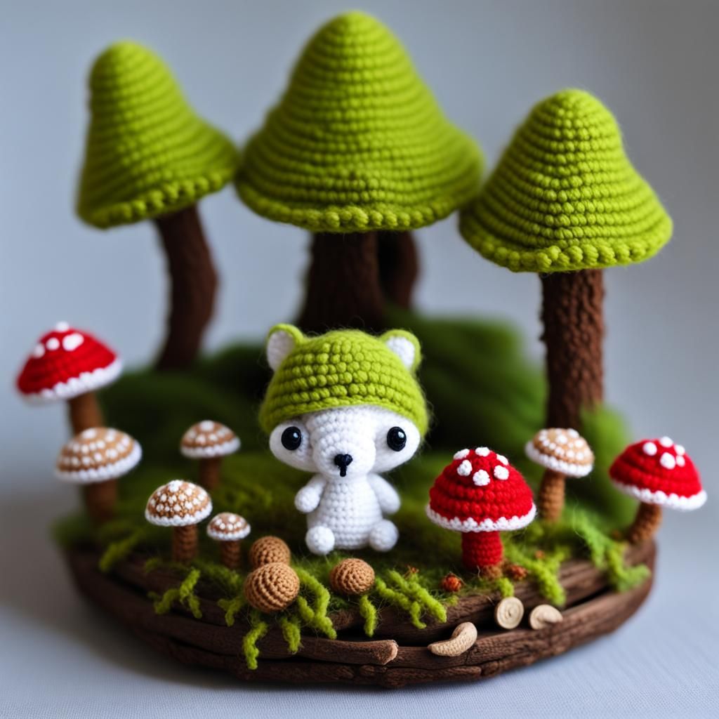 Cozy Crochet Yarn Woodland Diorama