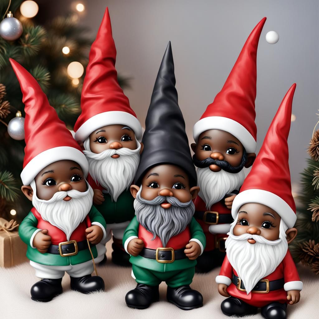 Festive African American Christmas Gnomes