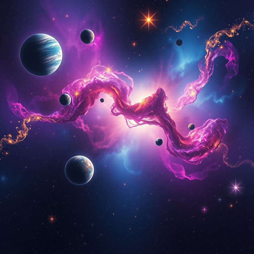 Cosmic Galaxy with Heart Nebulae in Unreal Engine 5