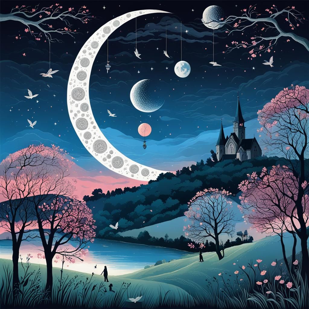 Vintage Sunset Sail: Fantastical Matte Painting