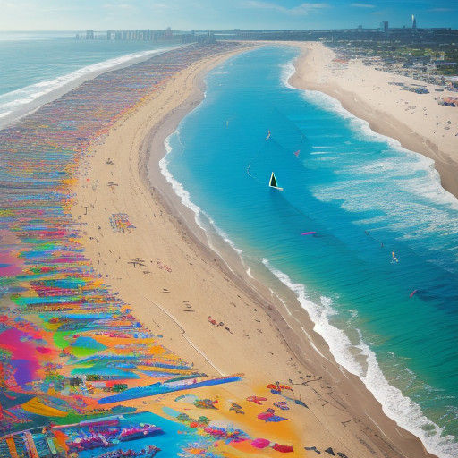 Vibrant Beach Scene in Splash Art Style