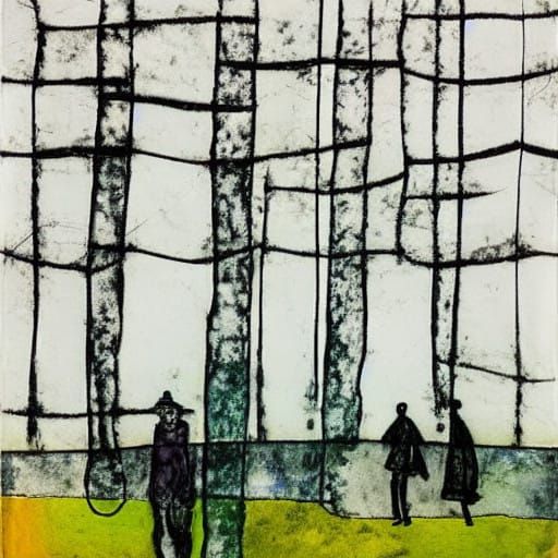 Ethereal Cityscapes in Expressionist Ink and Watercolor