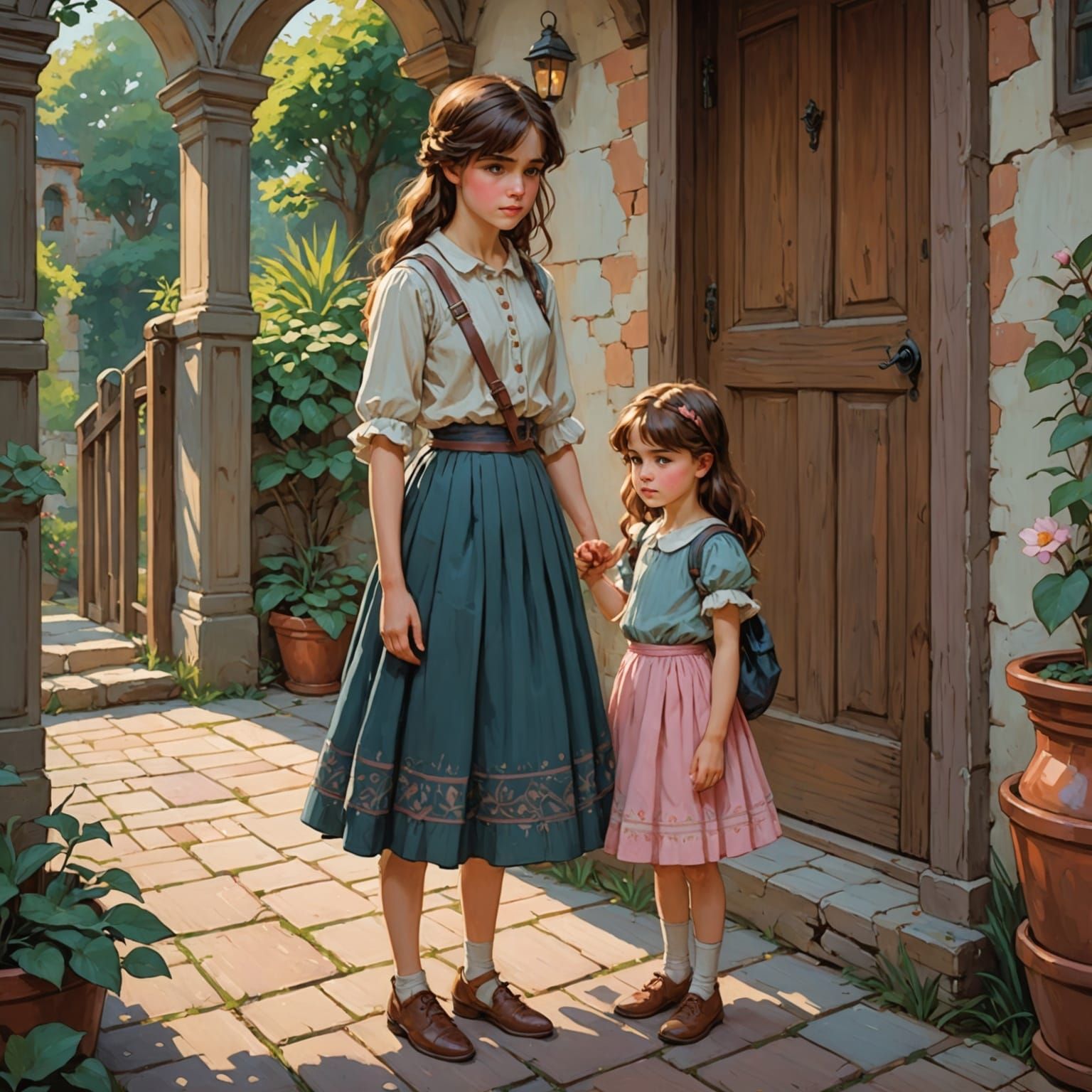 Shy Girl Hiding, Anime Style, Waterhouse Inspiration