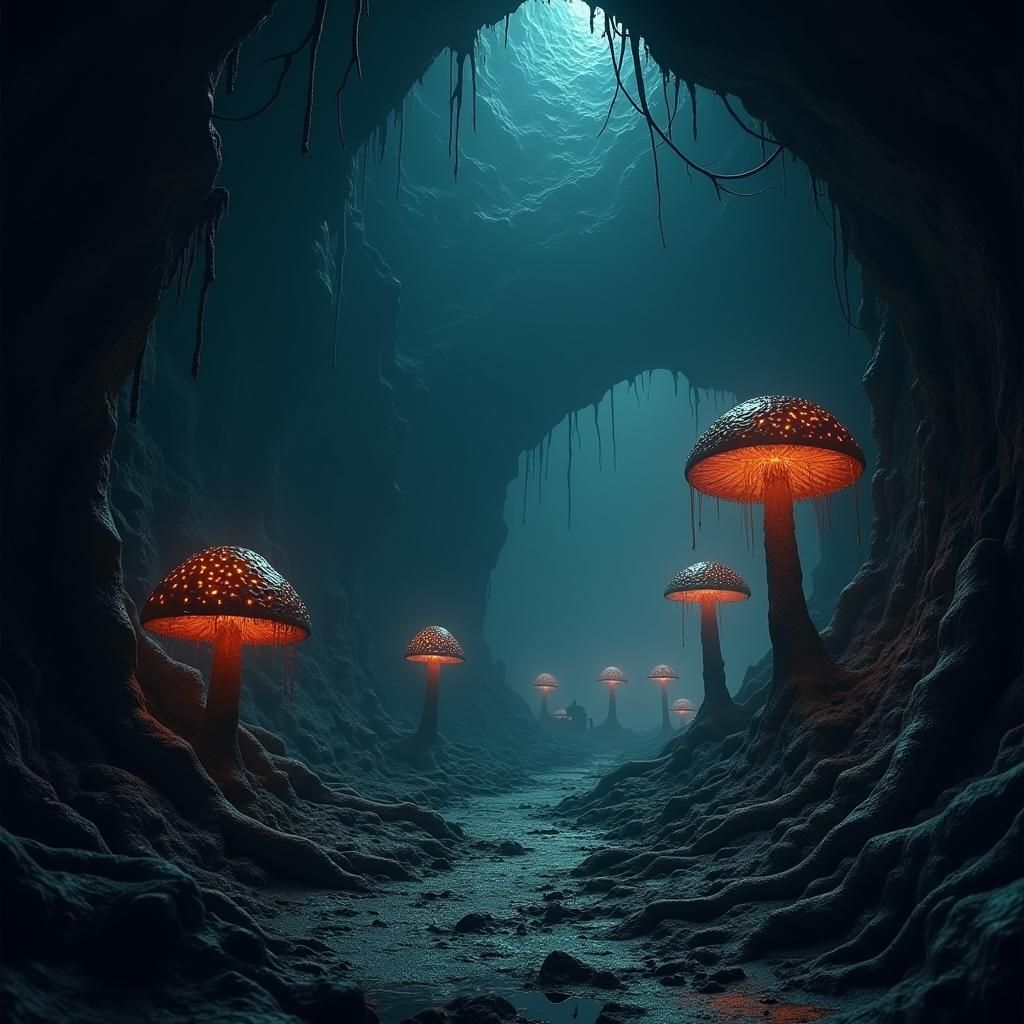 Luminescent Mushroom Cavern with Skaven Figures