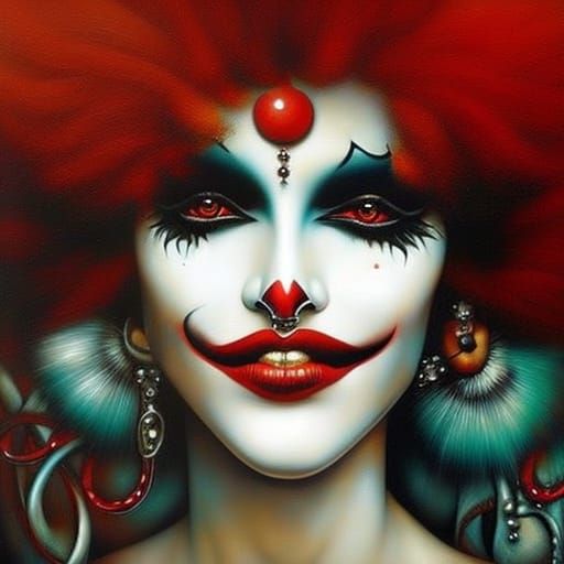 Colorful Clown Portrait in Surrealist Style