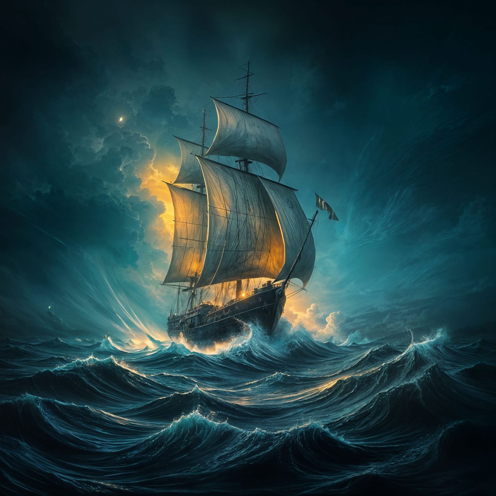 Mysterious Ghost Ship Sails Through Dark Waters in Ethereal ...