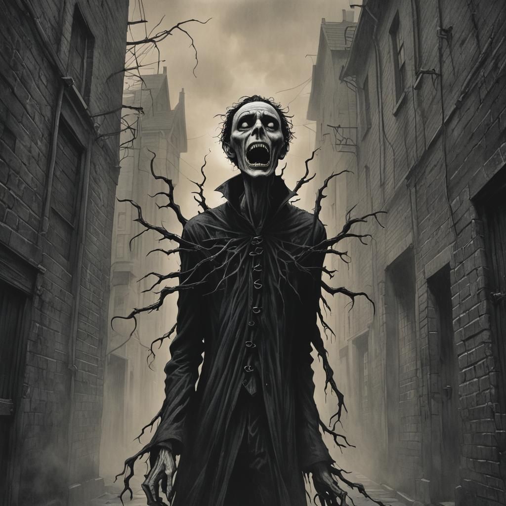 Dark Gothic Horror Illustration of a Supernatural Figure