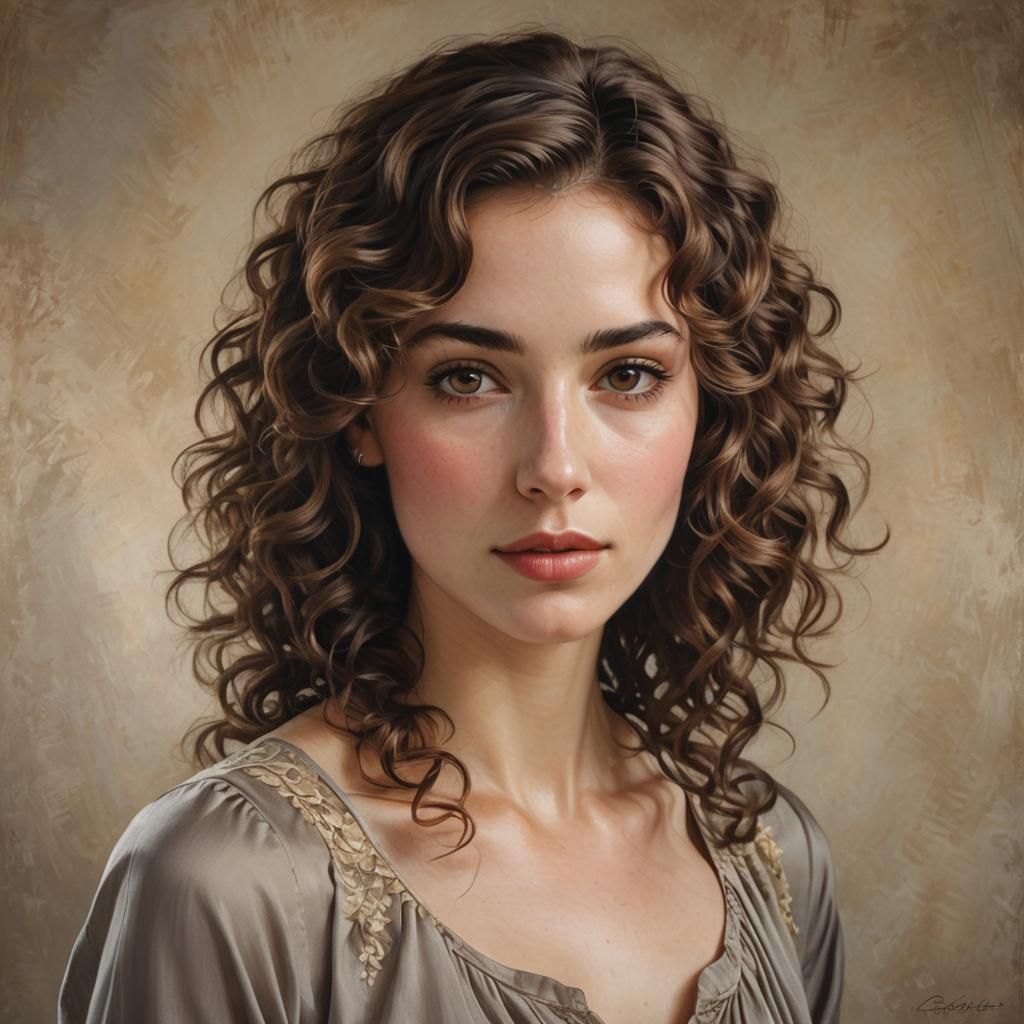 Elegant Portrait of Young Woman in Digital Art Style