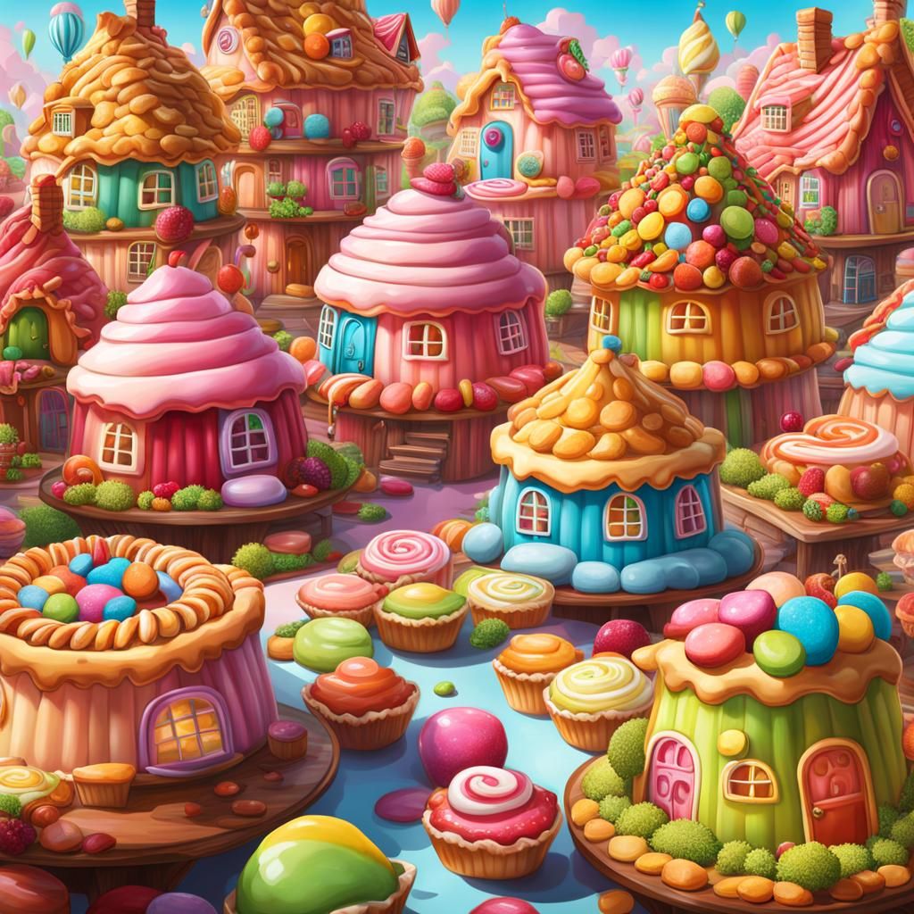 Whimsical Fantasy World: Pie House Digital Illustration