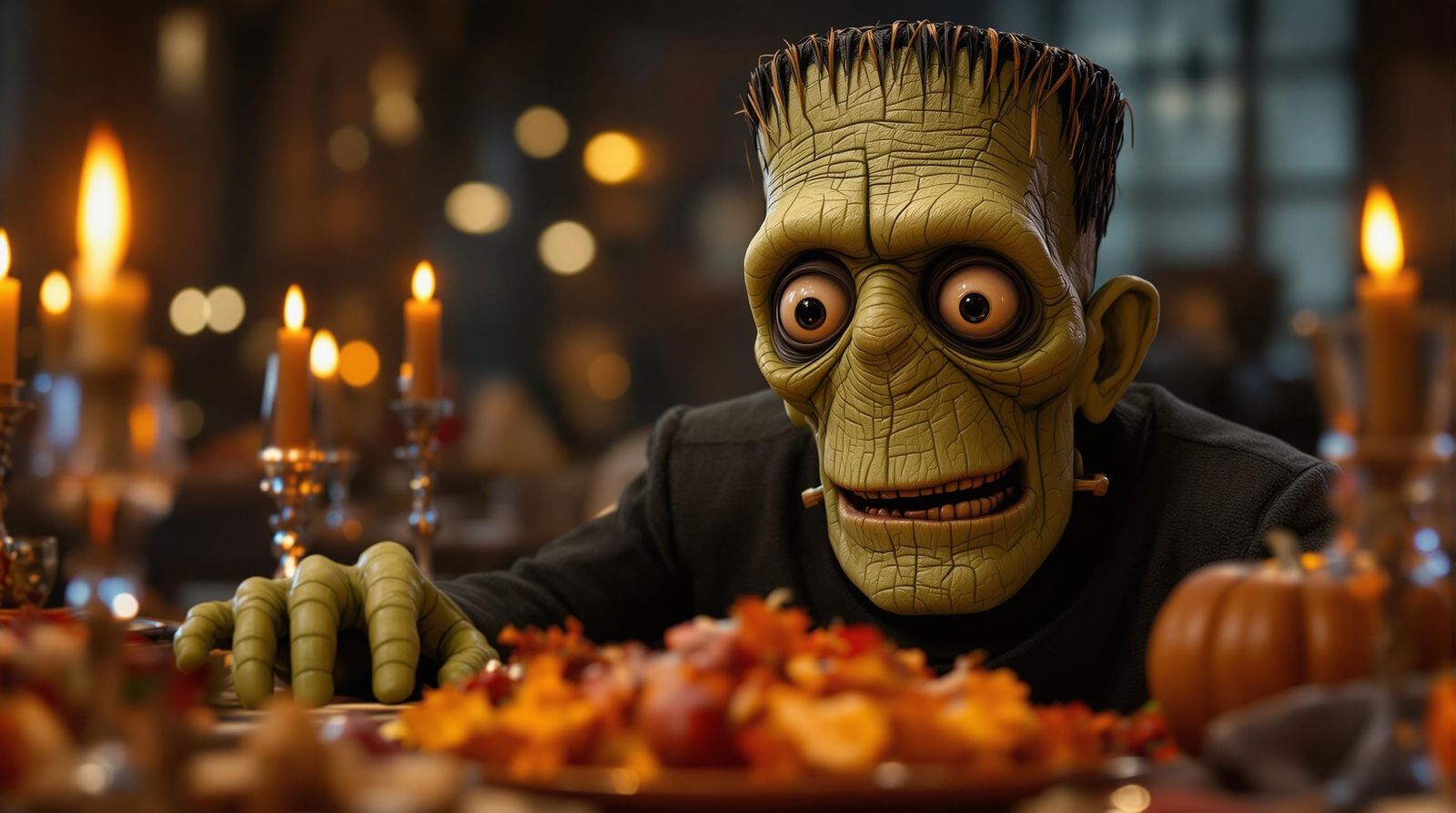 Frankenstein's Thanksgiving Feast in Hyper-Realistic 3D