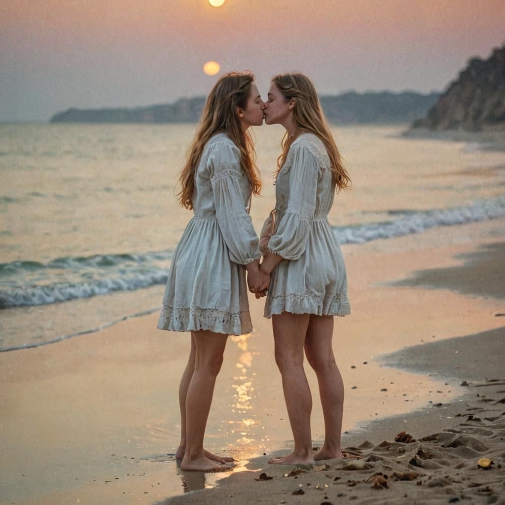 Moonlit Kiss: An Impressionistic Beach Romance