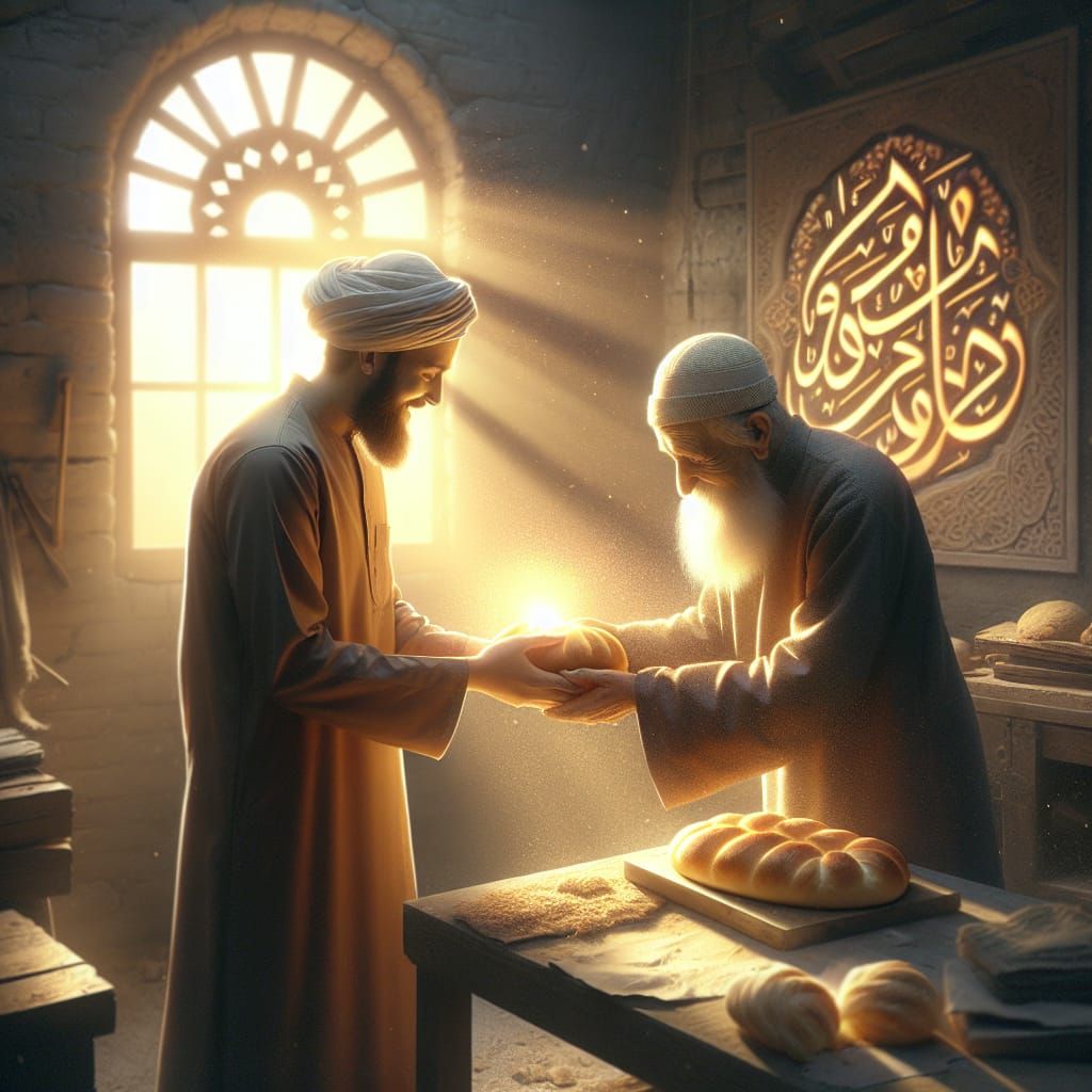 Baker Shares Bread with Carpenter in Golden Hour Workshop