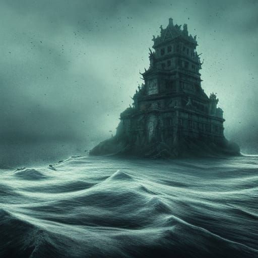 Macabre Floating Skull Island and Pirate Hideout