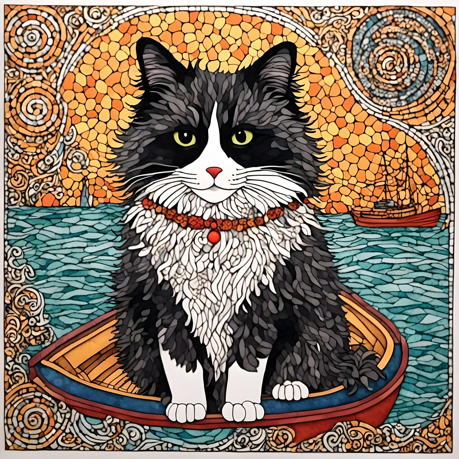 Goji in Boat: Zentangle Scrapbook Page