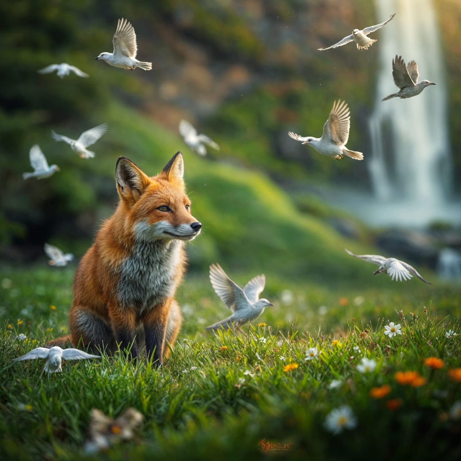 Fox in Meadow: Painterly Fantasy Concept Art