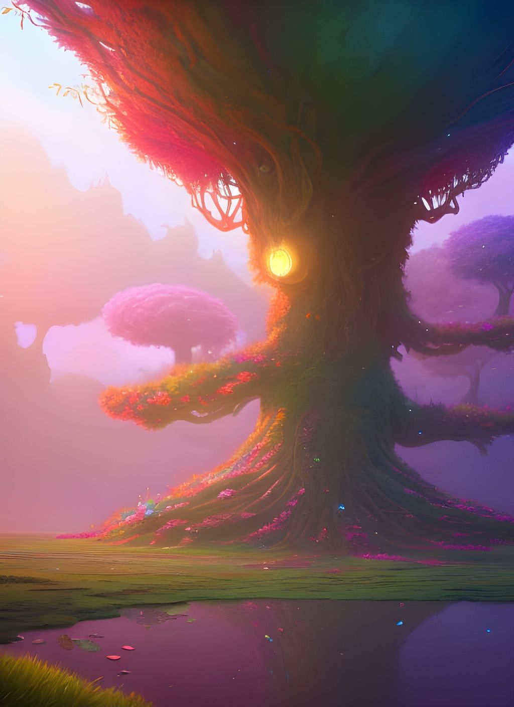 Lush Fantasy Tree of Life, Digital Illustration