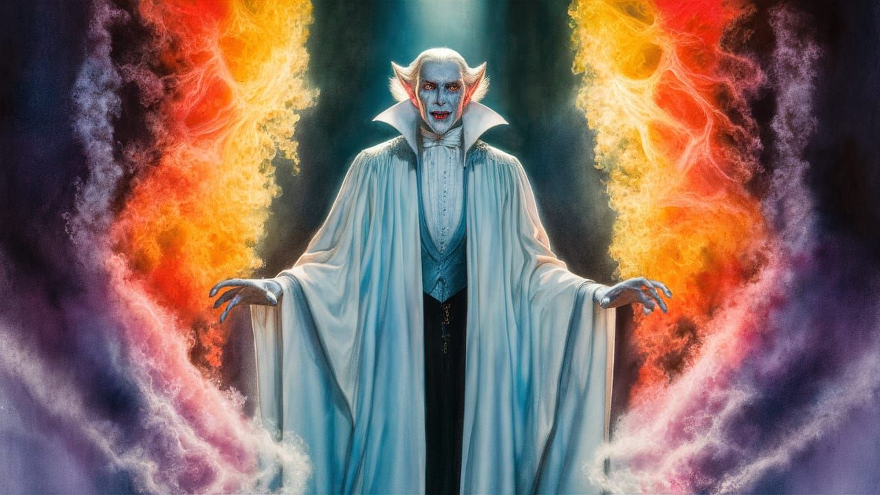 Watercolor Vampire Portrait in a Fantastical Style