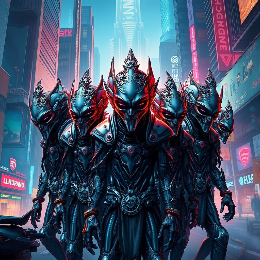 Mystical Alien Gangsters in Cyberpunk Metropolis