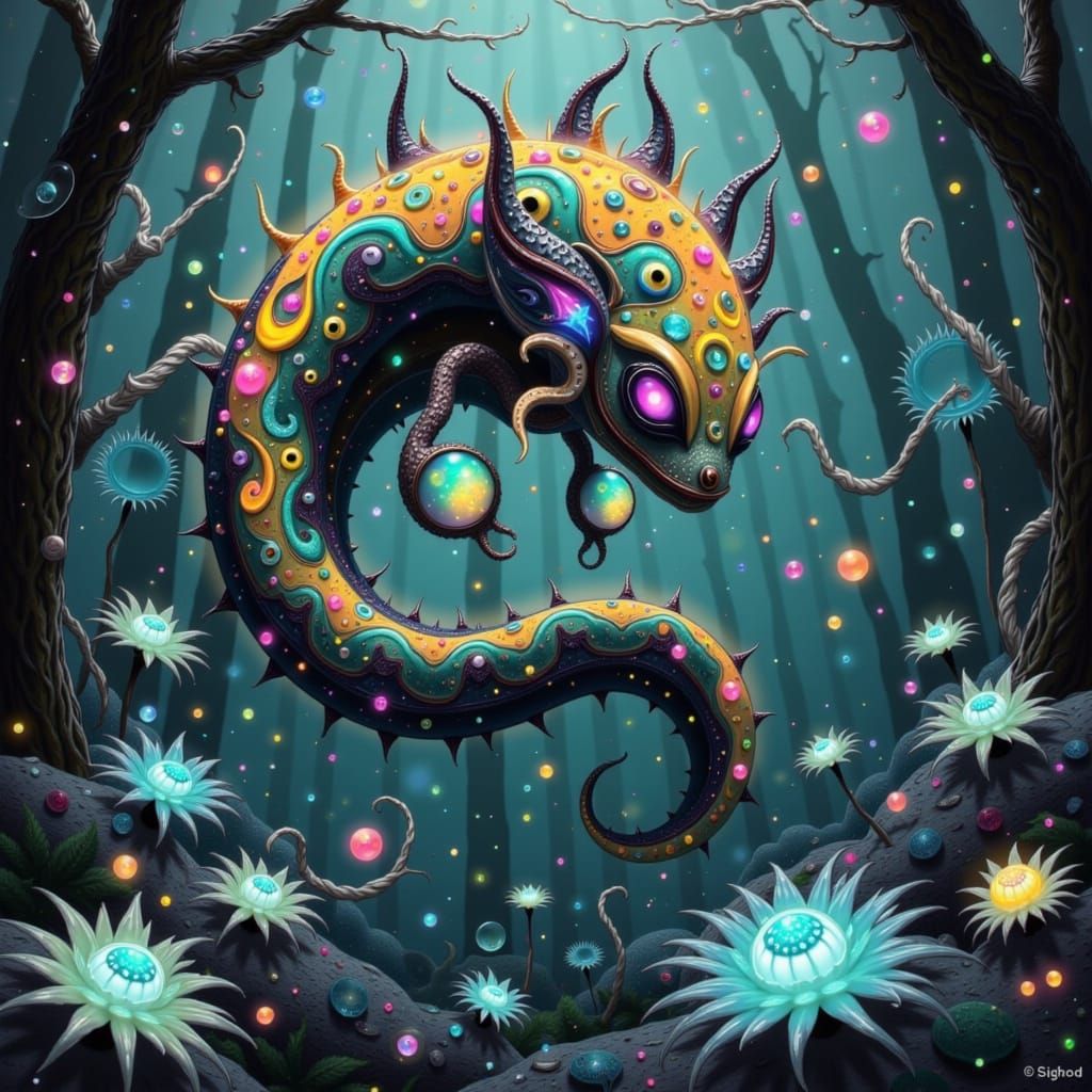 Mysterious Deep Sea Elemental in Dreamy Bioluminescence