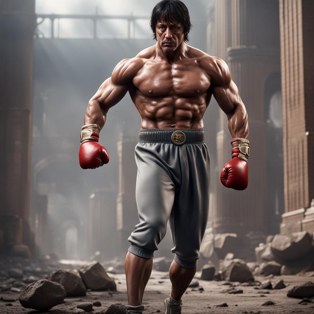 Hyperrealistic Rocky Balboa: Detailed Digital Art