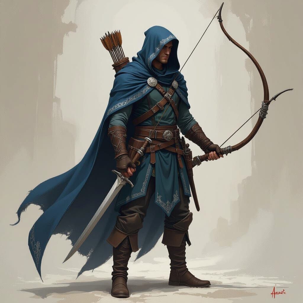 Elven Ranger with Bow and Shortsword